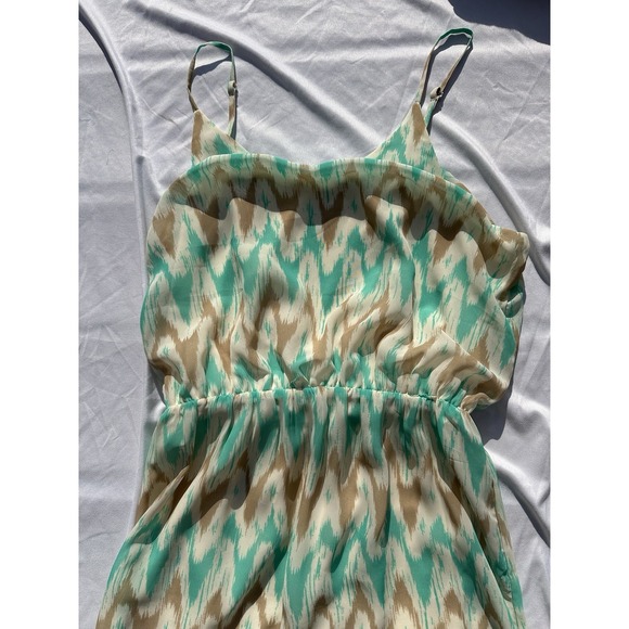 Charming Charlie Teal Chevron‎ Maxi Dress Size M Adjustable Straps - Picture 5 of 5